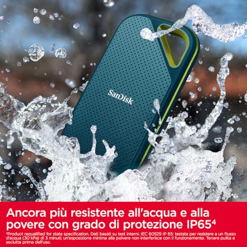 Extreme PRO 2 TB SSD portatile (velocità massima di 2000 MB/s, crittografia hardware a 256 bit, la protezione da cadute da un massimo di tre metri, protezione contro acqua e polvere) Monterey - Hdd - Immagine 4