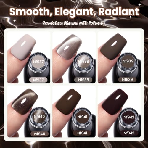 Image of Beetles Brown Taupe Gel Polish Set, Smoky Dark Brown Cat Eye Gel Polish