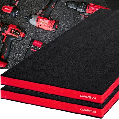 ONREVA Tool Box Foam, 2Pack 48x24x2 inch, Foam Inserts for Cases, Polyethylene Storage Sheets for Toolbox Hard Case, Tool Shadow Insert, Kaizen Organizer Sheet