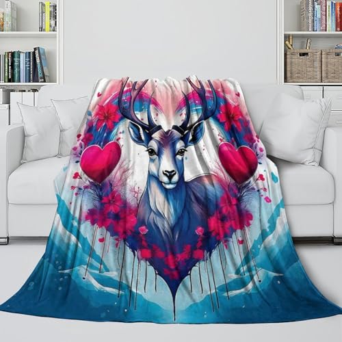 Couverture douillette cerf 3D en microfibre premium douce 150x200 cm