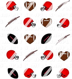Sports Football Mom Black/Red Nail Art Decals - Waterslide Nail Decals