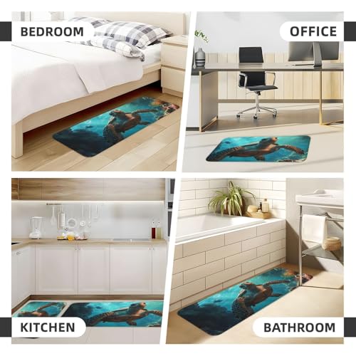 Juego de 2 alfombras de cocina acolchadas y lavables con diseño bajo el agua 7