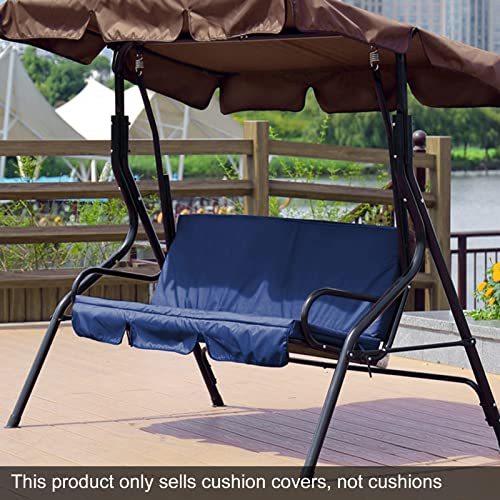 Oumefar Outdoor Swing Seat 3 Seater Chair Waterproof Cushion Replacement Swing Cushion Cover for Patio Garden Yard Replacement Garden Swing Seat Cover(Blue) - Image 2