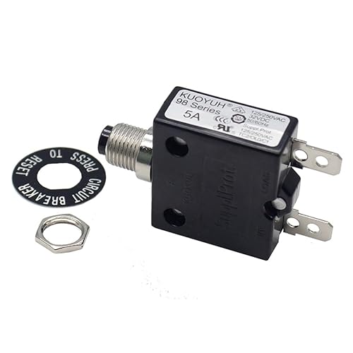Miniatura 9 de Disyuntor térmico genuino 3A 125/250VCA 32VDC serie 98 pulsador para restablecer interruptor de sobrecarga térmica con terminales de conexión rápida