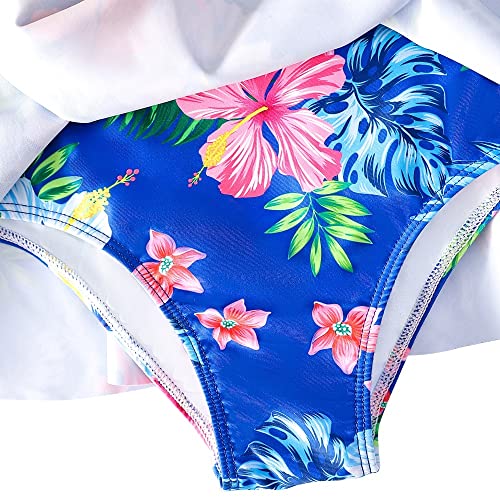 Image of YUEGOO Girls Swimsuits Bathing Suit One Piece 3D Printed Ruffle Beach Swimwear 2-9T (as1, Age, 7 Years, D-Blue Floral)
