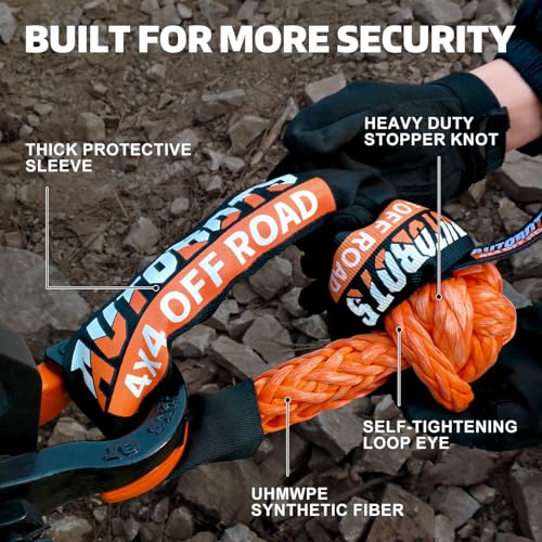 Image of AUTOBOTS Soft Shackle 1 /2 inch x 22 inch Soft Shackles for Recovery | Max 66200lbs, UHMWPE fibre, Safer, Lighter, Easier to Operate, Offroad Accessories for Truck, Jeep, UTV, ATV