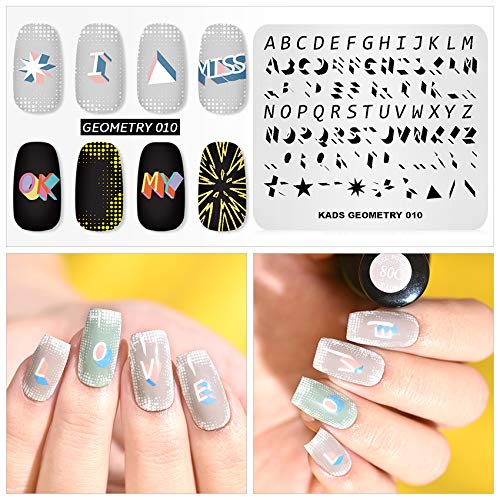 Rolabling Conjunto de 20 peças de placas de estampagem de unhas, geometria, moda, férias de verão, d
