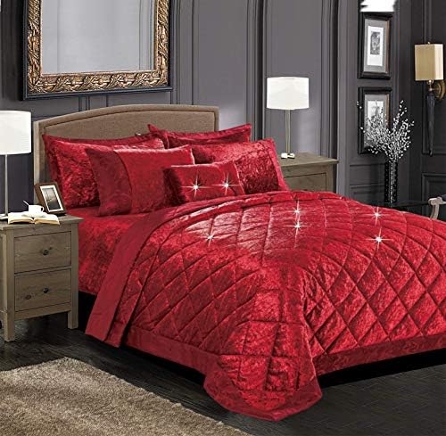 Luxury Bedspread Quilted Bed Throw Super King Size Bedding Set for Bedroom Décor - Soft Warm Crushed Velvet Comforter Set, White