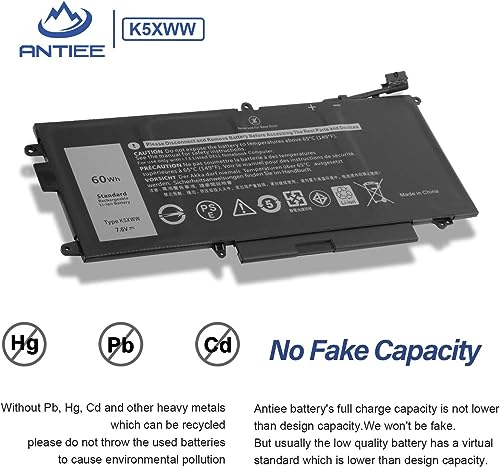 ANTIEE 7.6V 60Wh K5XWW Laptop Battery Compatible