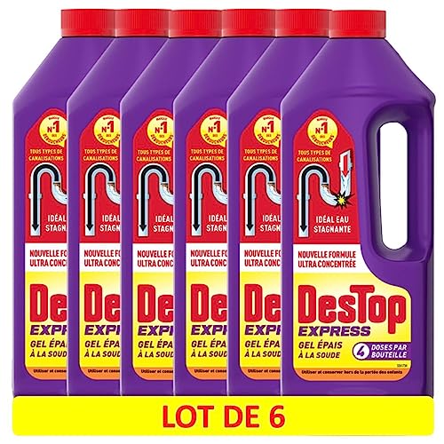 DESTOP Gel Express - Limpiador de desagües (6 x 4 latas, botella de 950 ml)