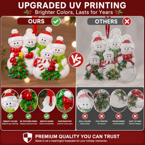 Image of iDIY Family Christmas Ornament 2026-3D Resin Snowman Ornament, Includes Brush Pen for Writing Names and Year, Christmas Tree Hanging Decoration, Family Keepsake Gift, Designed for 12 Members