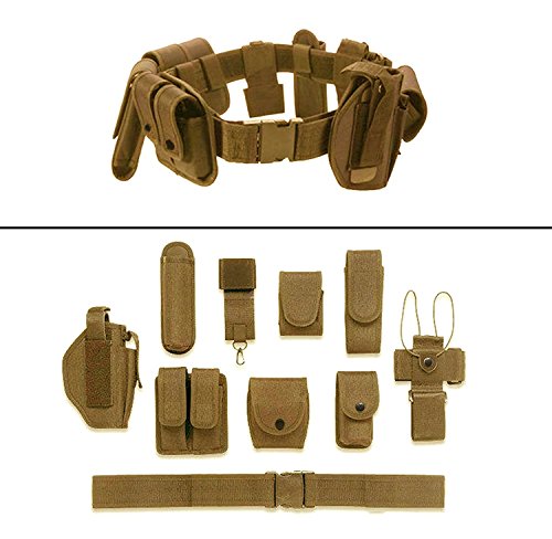 Ultimate Arms Gear FDE Flat Dark Earth Tan 10pc Police-Law Enforcement-Security Gear Modular Nylon Duty Belt With Pistol/Gun Holster Fits Handgun