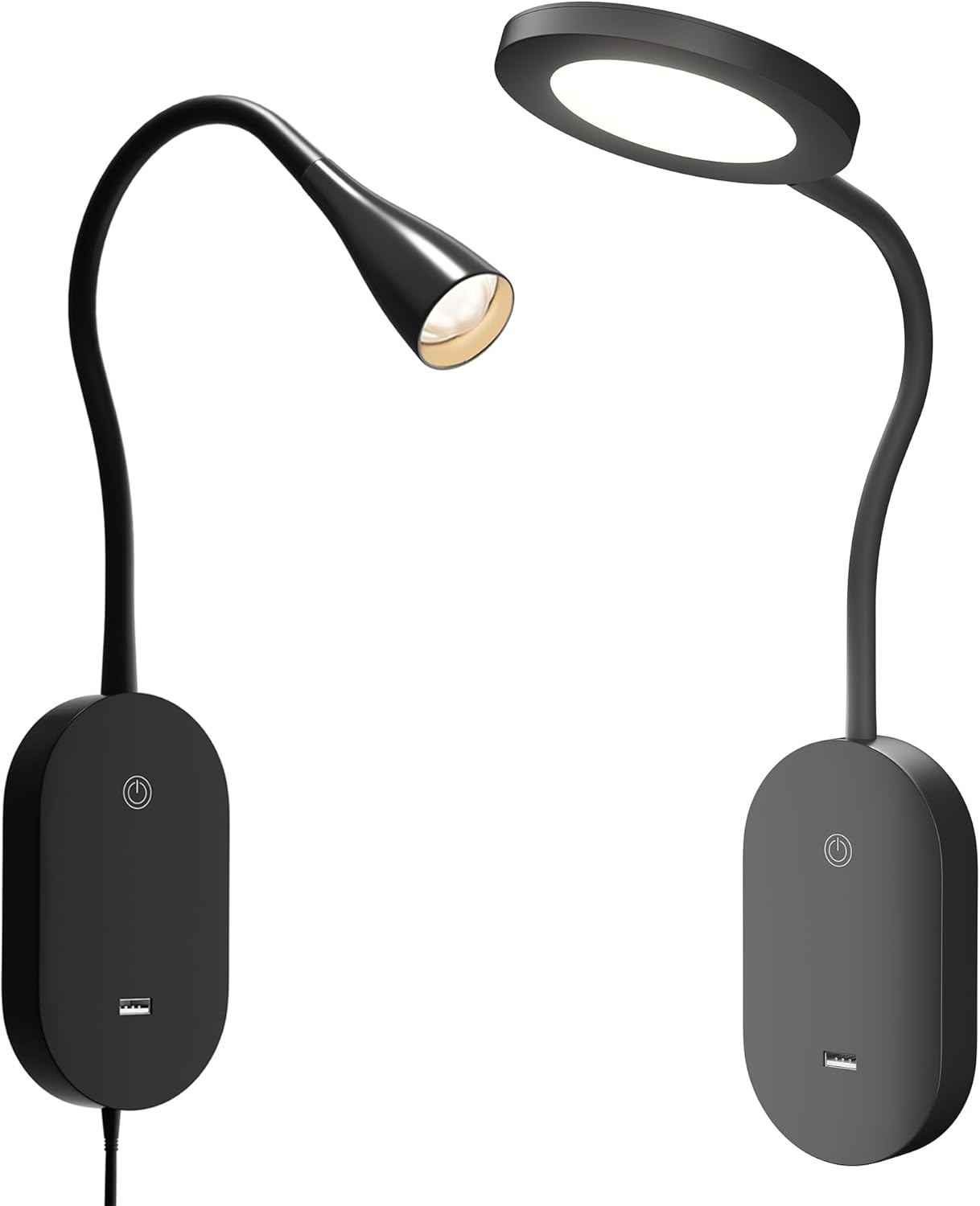 deeloop Eye-Care Wall Mounted Reading Light Set | Black Book Reading Light Bundle