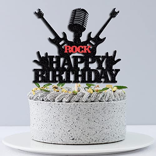 Wrackkiar Rock Happy Birthday Cake Topper-Rock Music Happy Birthday Cake Topper-80S Themed Party Happy Birthday Cake Decor Rock And Roll Themed Party Supplies #TOP4