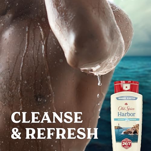 Image of Old Spice Cleansing Body Wash for Men, 24 /7 Shower Fresh with Lasting Scent, Cleanse & Refresh, Gentle on Skin, Vitamin B3, Harbor with Coastal Breeze + Driftwood Scent, 18 oz (Pack of 4)