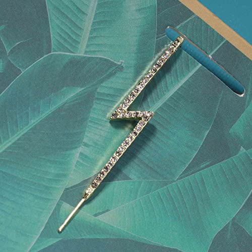 Yheakne Boho Lighting Bolt Ear Pin Earring Gold Cz Edgy Pin Hook Cuff Earrings Long Thunder Ear Cuff Ear Wrap Earring Rhinestone Climber Earrings Oblique Edgy Ear Pin Earring Jewelry For Women And Girls Gifts (Gold) #TOP4