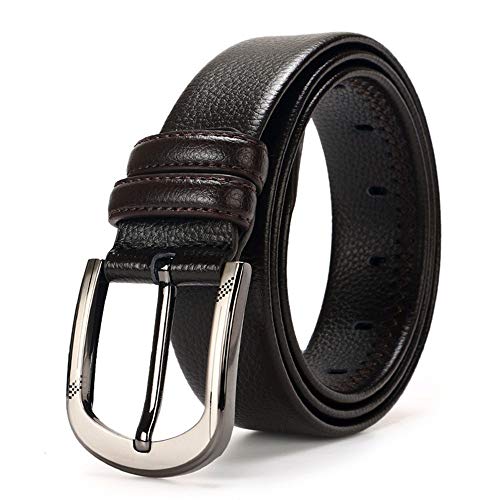 Cinturón de hombre, cuero artificial, hebilla de aleación con hebilla de aguja, vestidor para jeans, informal, vaquero, ropa de negocios y de trabajo (Color : Brown, Size : S)