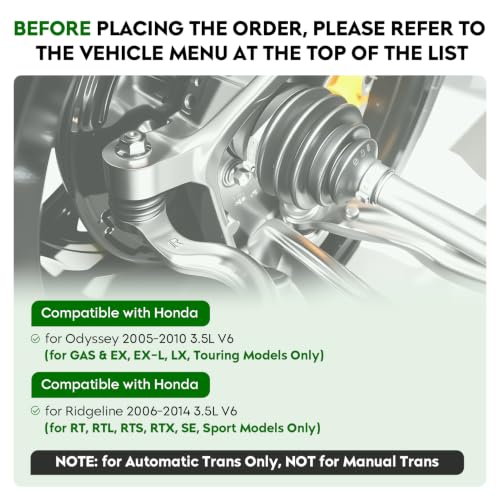 Front Right Passenger Side CV Axle Shaft Assembly for V6 3.5L & 60-4225 by Youxmoto - Used condition - Image 2
