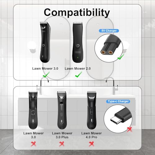 IBERLS 2 Pack Replacement Charger for Manscaped Lawn Mower 3.0 & 2.0, USB Charger Cord Power Supply for Weed Whacker Nose and Ear Hair Trimmer, Charging Cable Accessories Kit with Brushes