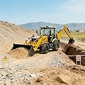 Mini Wheel Backhoe Loader with Front Loader Bucket and Rear Digger, Towable Compact Equipment for Garden Farm and Property Maintenance