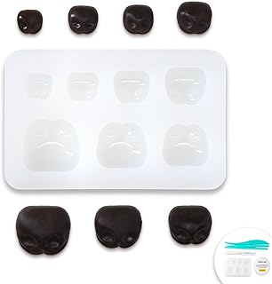 Nuvretk 7 Cute Silicone Molds for Needle Felting - Dog Nose Shapes for Stuffed Animals, DIY Crafts, and Accessories (Square)