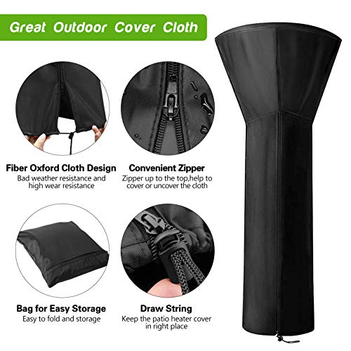 INMORVEN Patio Heater Cover,420D PU Coating Heavy Duty Outdoor Heater Covers with Zipper and Storage Bag,Waterproof,UV-Resistant,Dust-Free,Tear Resistance,for Long Term Use. 89\'\'x 33\"x 19\"