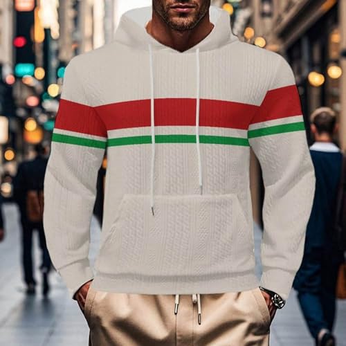 Men's Novelty Color Block Pullover Fleece Hoodie Long Sleeve Casual Sweatshirt with Pocket Striped Autumn Hoodie2
