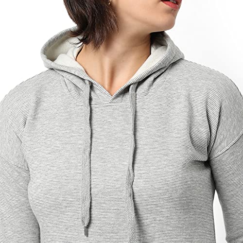 Image of PINACOLADA Women's Double Striped Hoodie with Ribbed Hem for Casual Wear | Hooded Neck | Long Sleeve | Pull On Closure | Cotton Sweatshirt Crafted with Comfort Fit for Everyday Wear
