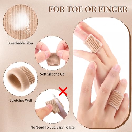 Image of Blulu 24 Pieces Toe Tubes 0.98 Inches Cushion Tube Corn Pads for Toes Sleeves Soft Gel Protectors for Cushions Corns Blisters Calluses 5 Size (Skin Color, All Sizes)