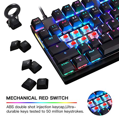 Image of MOTOSPEED Professional Gaming Mechanical Keyboard RGB Led Backlit Wired with Anti-Dust Proof Switches for Gaming Keyboard for Mac & PC (Black, 87 Key Red Switches)