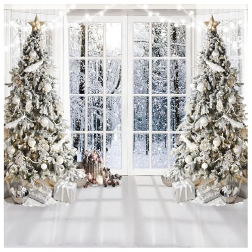 WOLADA White Christmas Backdrop Christmas Window Backdrop Christmas Backdrop Christmas Photography Backdrop 8x8FT FW74 by WOLADA - Used condition - CA$7.64