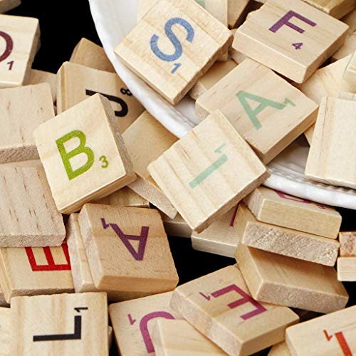 Abbaoww 600 Pcs Wood Colorful Scrabble Tiles Letter Tiles Wood Pieces for Crafts, Pendants, Spelling and Scrapbook - Thumbnail 2