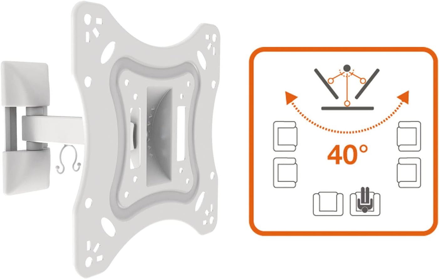 Metronic451059 Wall Mount with Tilt Arm, White