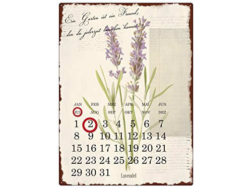 Interluxe WANDKALENDER Blechschild Kalender EIN Garten IST EIN Freund Gartenhaus Shabby Vintage Geschenk Dekoration Haus Wohnung