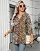 Zeagoo Boho Tops Spring Tops for Women 3/4 Sleeve Tops V Neck Dressy Casual Blouse Business Work Shirts L