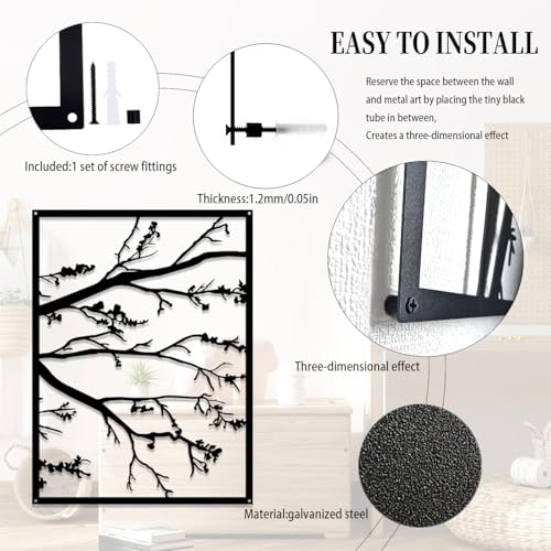 Luccyle Metal Branch Wall Decoration,Tree Metal Wall Art 3 Pieces Set,Tree Wall Art Decor for Home Garden Living Room Decorations (15.7inx11.8in) - Image 3