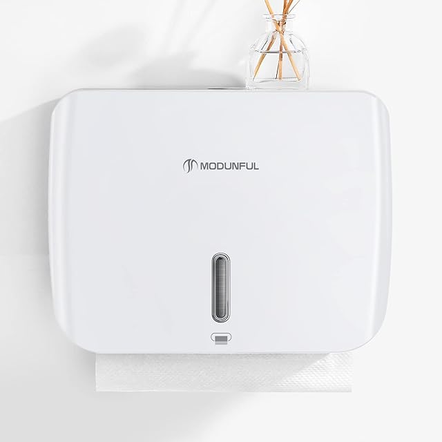 Wall-Mounted Hand Paper Towel Dispenser, Countertop Multifold Hand Towel Dispenser for Bathroom Office Kitchen (White)