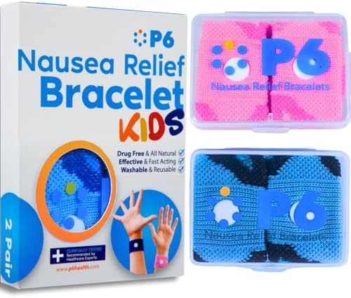 P6 Motion Sickness Bands for Kids Children’s Wristbands for Anti Nausea Sea Cruise Travel Car Sickness All-Natural Non Drowsy Relief Acupressure Treatment