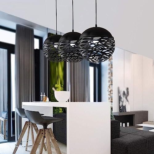 Suspension industrielle noire E27 en fer avec cage métallique réglable - 2