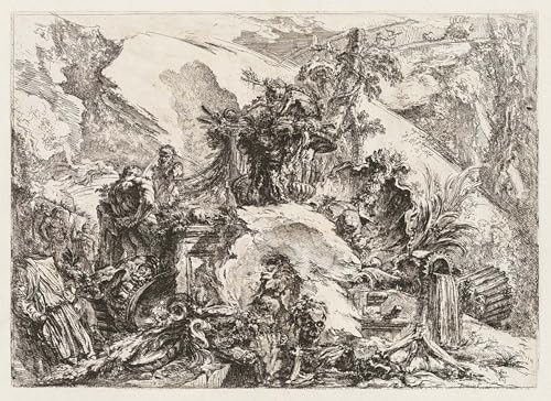 Pintura murales lienzo de las ruinas de Groteschi con calavera de Battista Piranesi