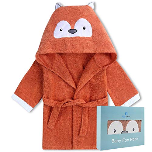 Baby Fox Bathrobe | Ultra-Soft Hooded Robe for Toddlers 6-12 Months | Essential Bath Towel for Infants | Ideal for Baby Boy Accessories and Newborn Registry | Perfect Baby Girl Shower Gift