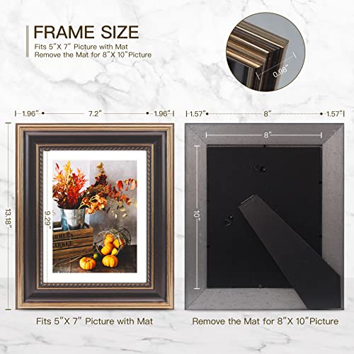 Xuanluo 8X10 2Pcs Picture Frame Antique Wood Grain Color Photo Frame With Tempered Glass Vintage Frame For Desk Standing Wall Hanging Family Wedding Gifts #TOP1