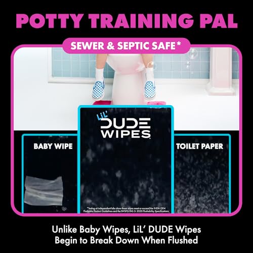Image of LiL' DUDE Wipes Flushable Potty Training Water Wipes, Bubble Bum, 168 Count