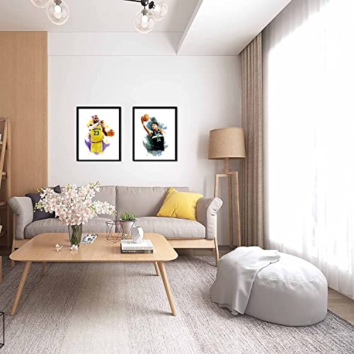 Watercolor Basketball Superstar Canvas Poster，Stephen Curry，Giannis Antetokounmpo，Lebron James ，Luka Doncic，James Harden Canvas Posters,Basketball Posters For Boys Room Decor Basketball Soccer Fan Gift, Set Of 5 - (8 X 10 Inch Unframed) #TOP5