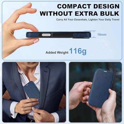 CIVICASE for iPhone 17 Pro Max Wallet Case with [RFID Blocking] Card Slot, MagSafe-Fit，PU Leather Strong Magnetic Flip Fold Protective Phone Case for iPhone 17 Pro Max Case Wallet,Blue by CIVICASE - Used condition - Image 9
