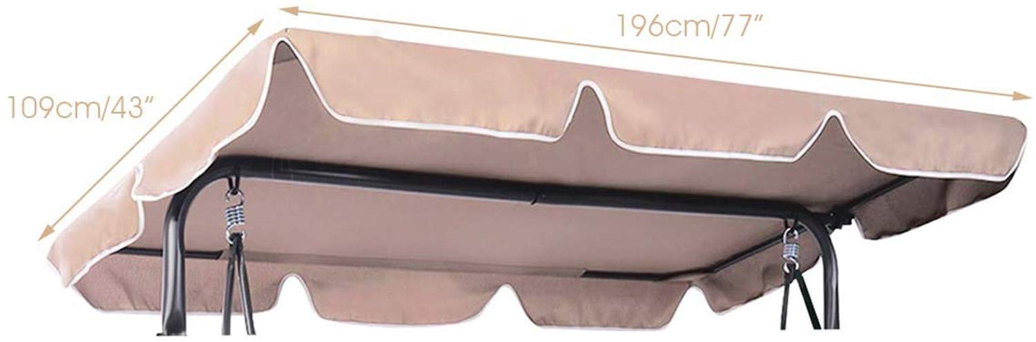 LINGKY Replacement Canopy for Swing Seat 2 & 3 Seater Sizes Hammock Cover Top Garden Outdoor (132x190x15cm,Beige)