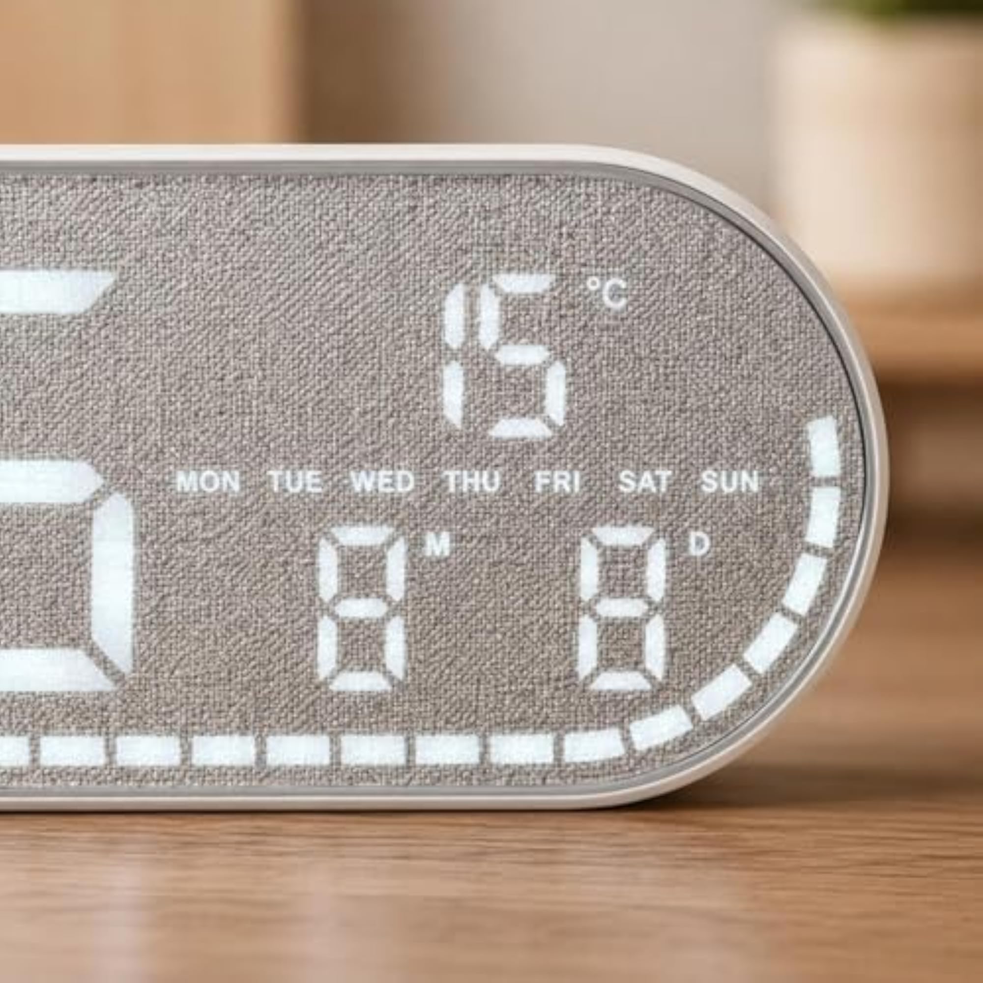 Brightness Adjustable Wood Grain Digital Alarm Clock