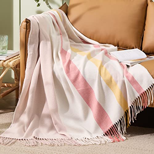 Bedsure Pink Throw Blankets For Couch - Decorative Dusty Rose Woven Throws Blanket With Tassels For Summer - Soft And Lightweight Farmhouse Throw Blankets For Sofa And Bed (50X60 Inches) #TOP13