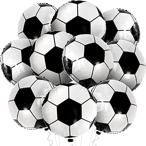 Image of Atpata Funky Football Theme Foil Balloons - 18 Inch Round Football Shape Foil Balloons for Kids Sports Themed Birthday Party Decor and Goal theme Celebrations (10pcs. Football)