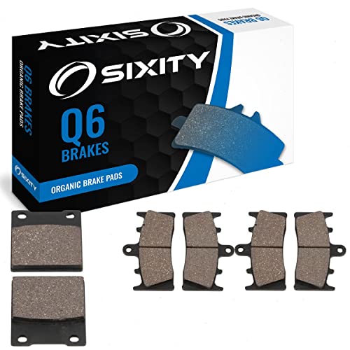 Sixity Q6 Front Rear Organic Brake Pads compatible with Suzuki GSX1300R for Hayabusa RX RY RK1 RK2 RZK3 RK4 RZK4 RK5 RK6 RZK6 RK7 1999-2007 Complete Set